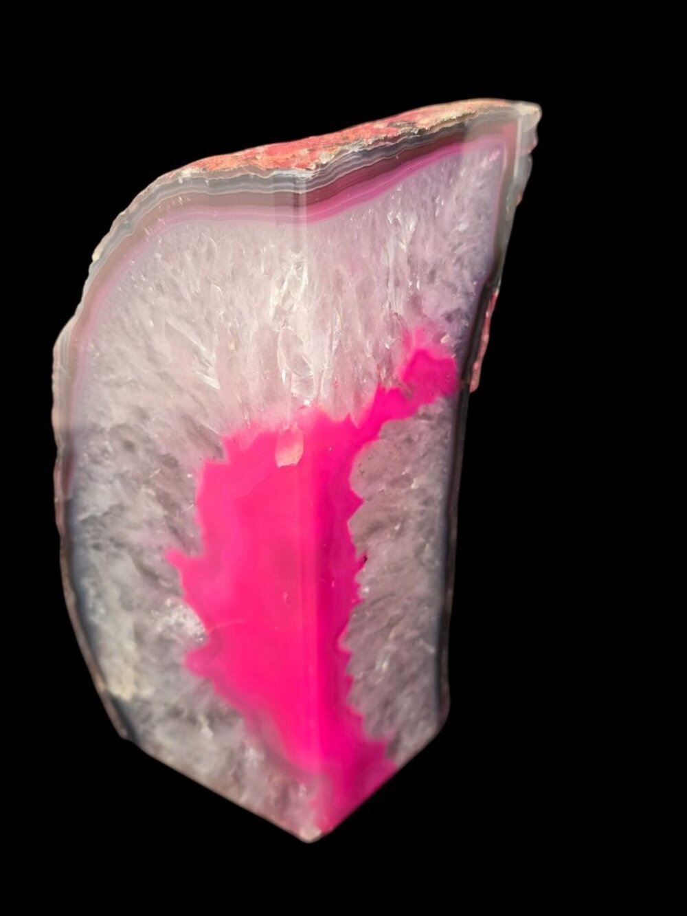 Pink Agate Geode Bookends - Polished Stone Natural Rough Edges - 2-Piece Set - Picture 4 of 16